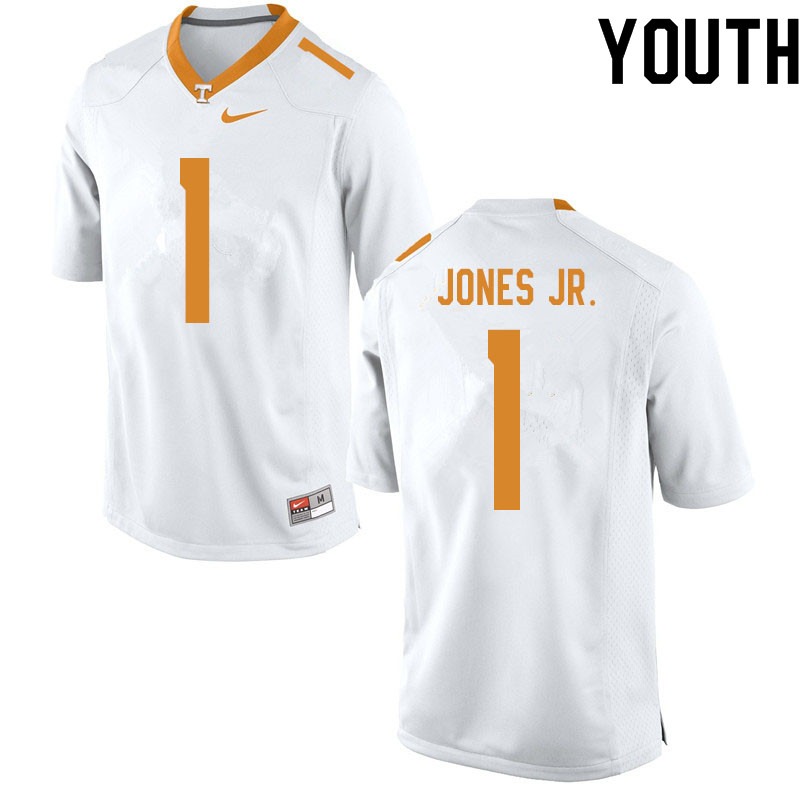 Youth #1 Velus Jones Jr. Tennessee Volunteers College Football Jerseys Sale-White - Click Image to Close